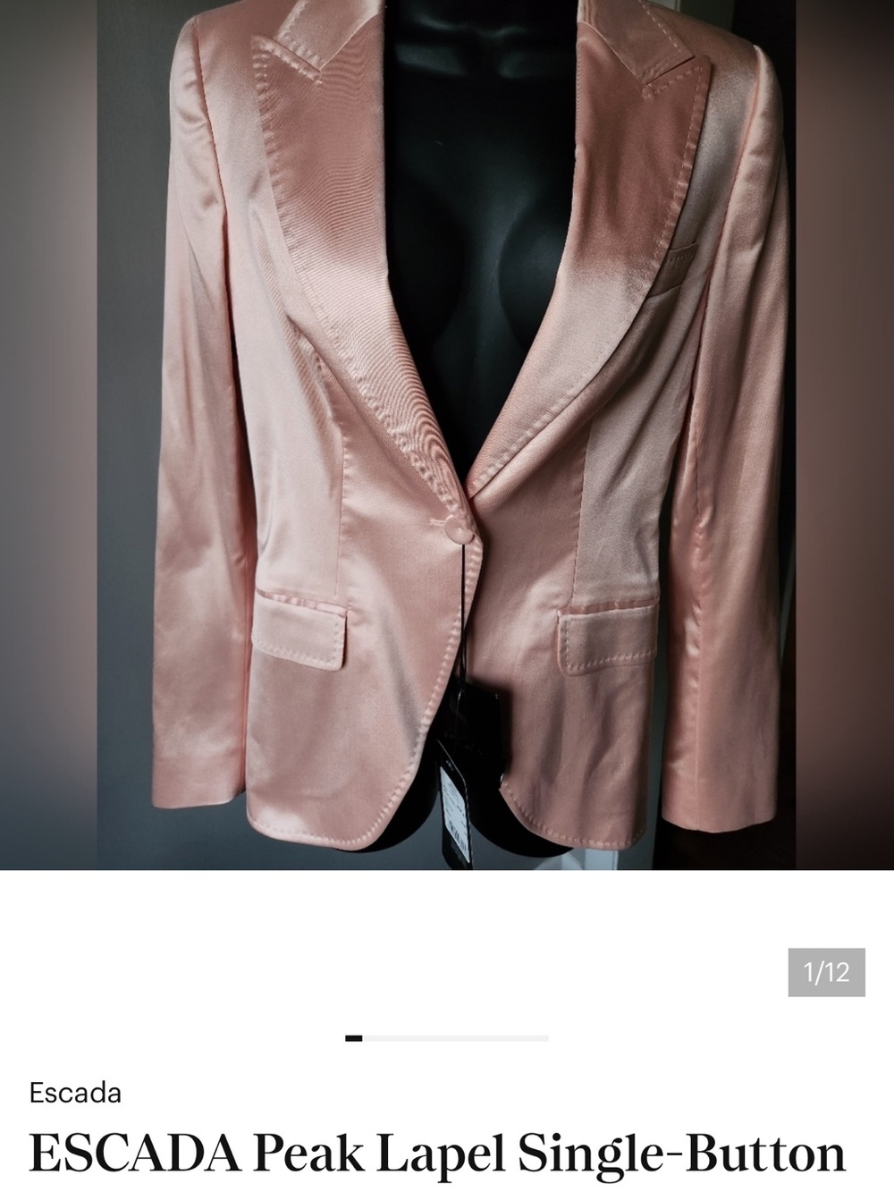 Escada Satin Peak-Lapel Blazer in Light Pink